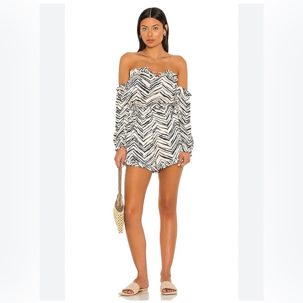BEACH BUNNY Tanner Romper in Black Cream Size Medium NWT